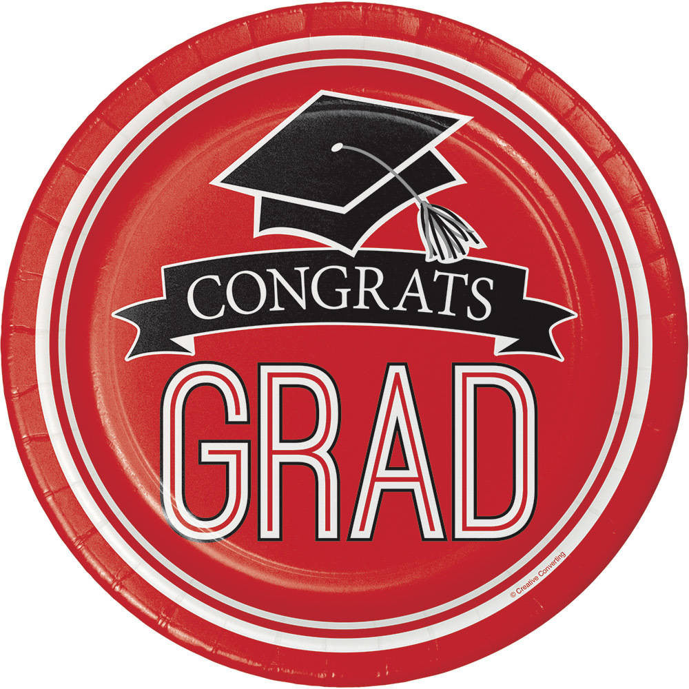Congrats Grad Red Dessert Plates (18 ct)