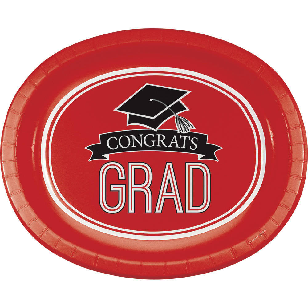 Congrats Grad Red Banquet Plates (8 ct)