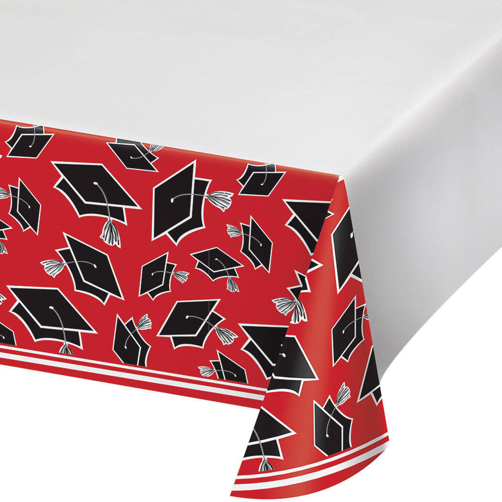 Congrats Grad Red Rectangle Plastic Tablecover