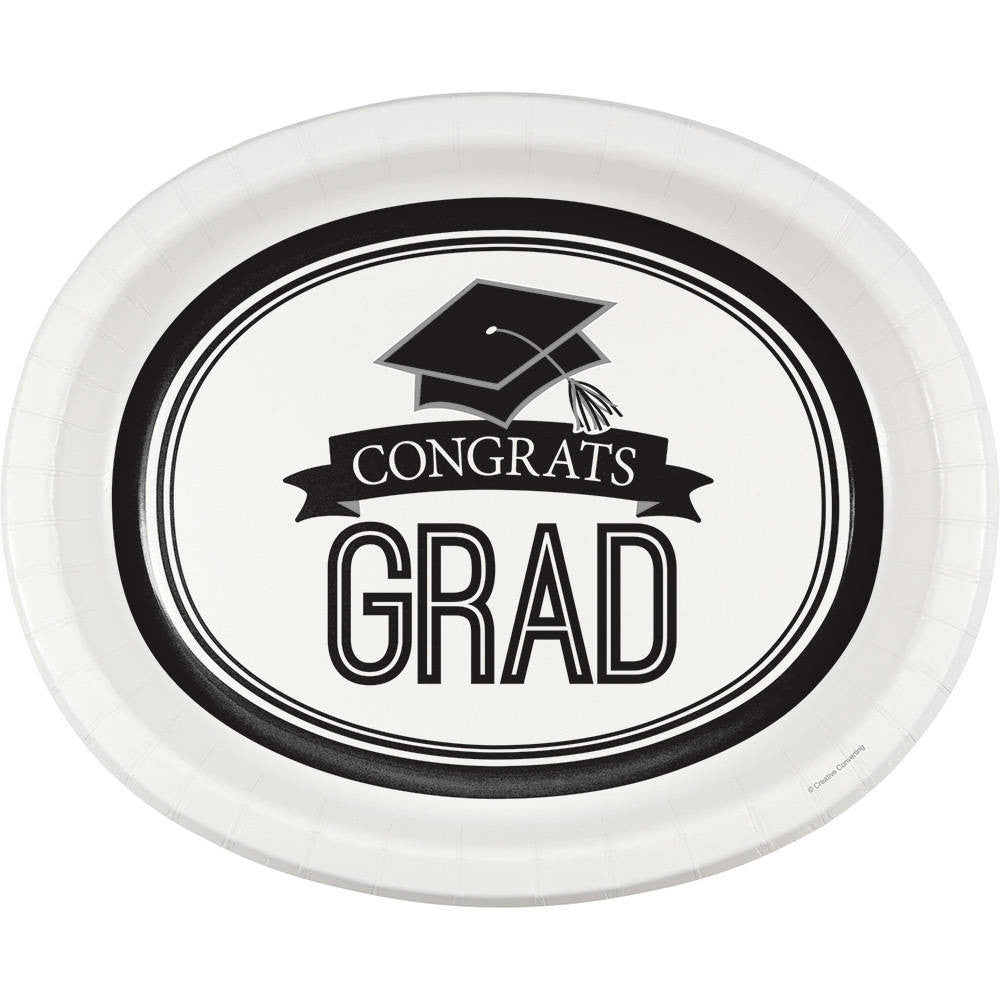 Congrats Grad White Banquet Plates (8 ct)
