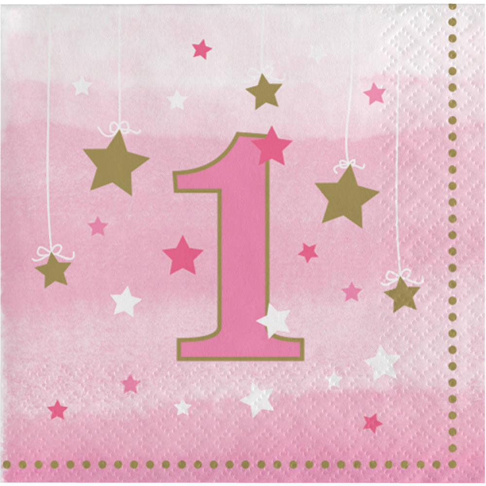 One Little Star Girl Beverage Napkins (16ct)