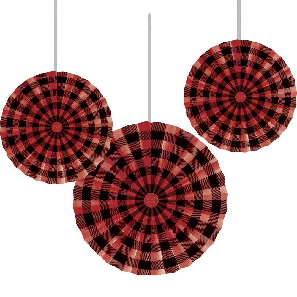 Buffalo Plaid Hanging Fans (3 ct)