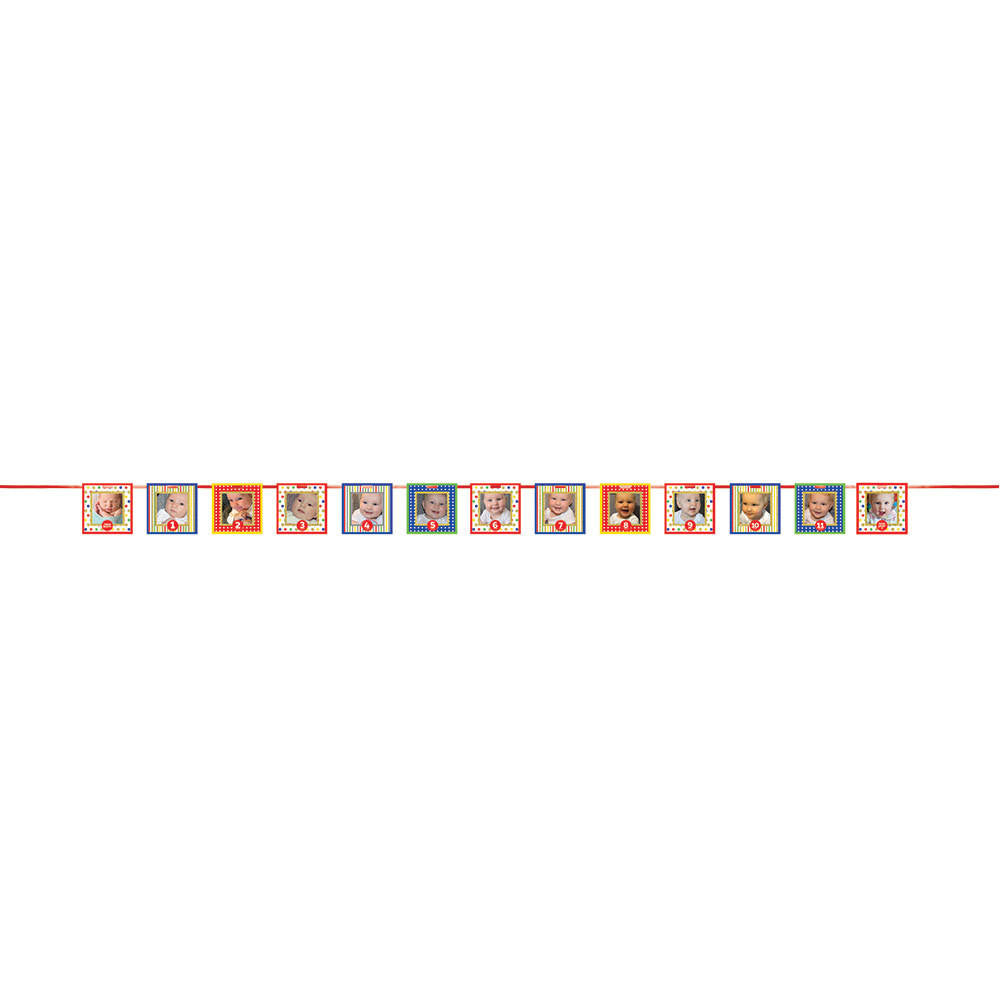 Multicolor Custom Photo Frames First Birthday Banner