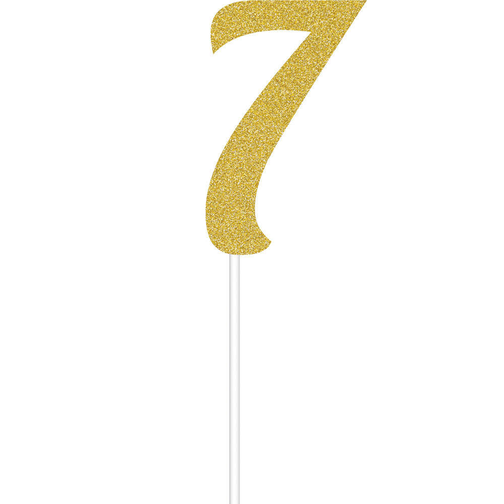 Gold Glitter 7 Cake Topper