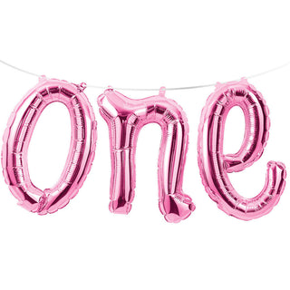 Pink One Balloon Banner