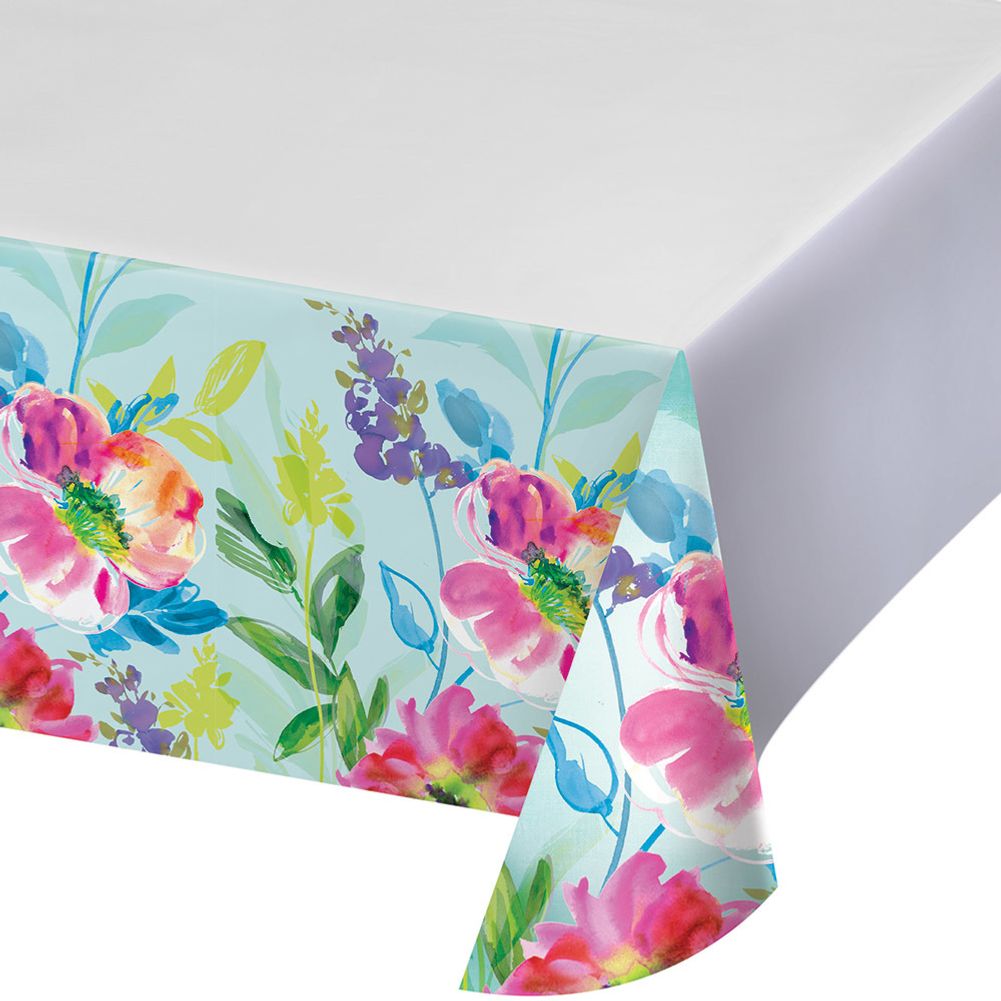 Painterly Floral Rectangle Plastic Tablecover