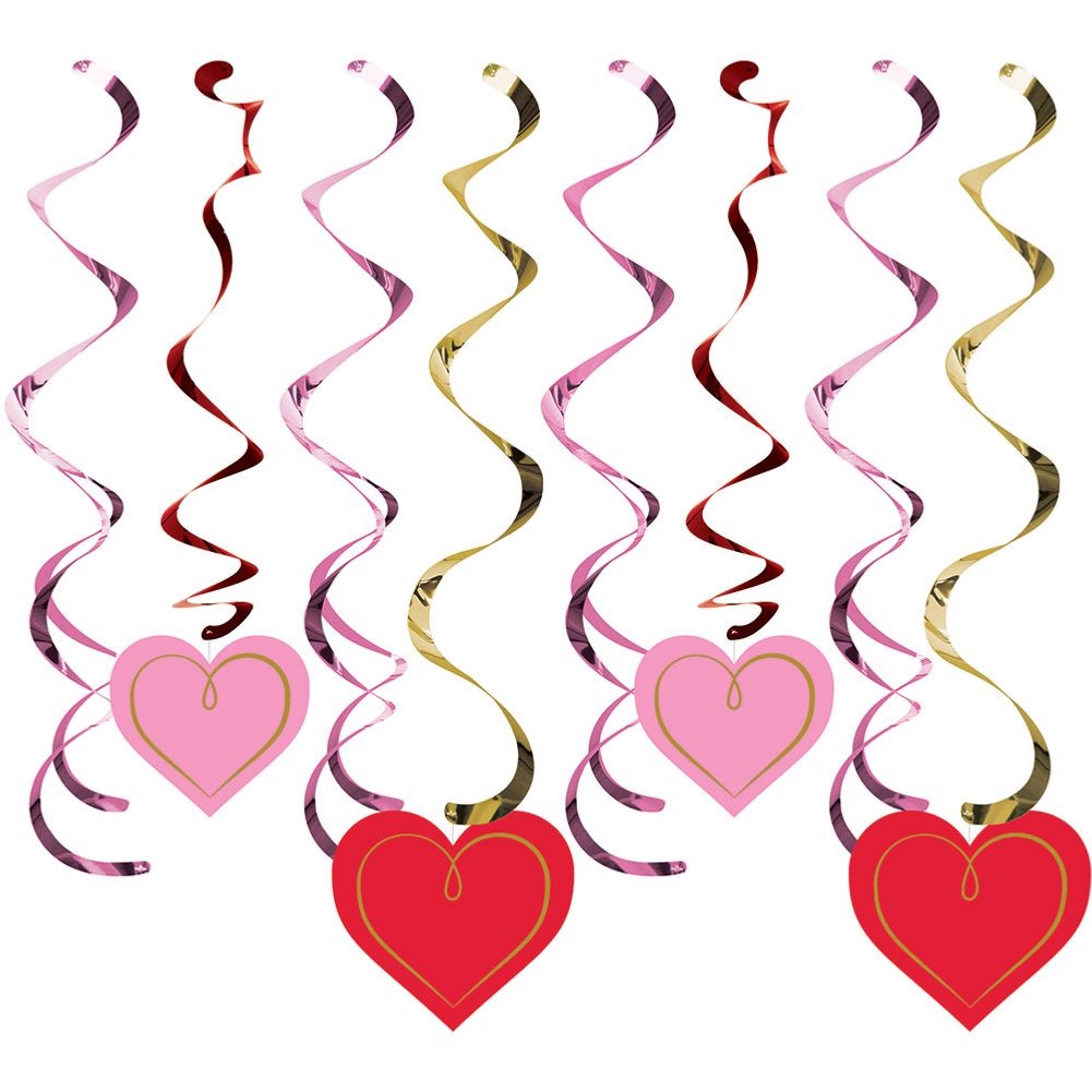 Hearts with Gold Hanging Swirls (8ct)