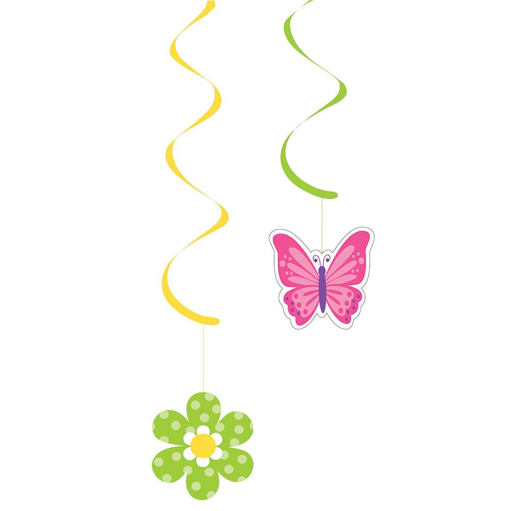 Paper Flowers Hanging Swirls (5ct)