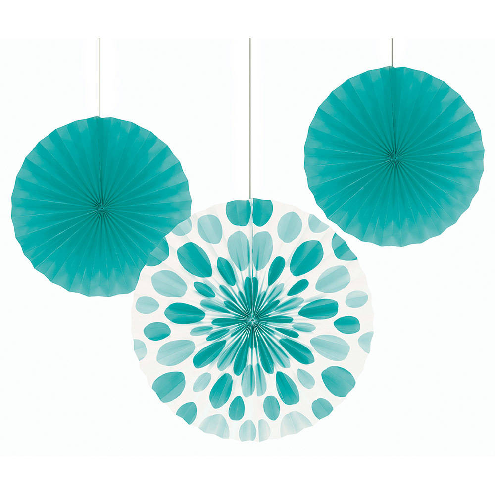 Teal Lagoon Hanging Fans (3 ct)