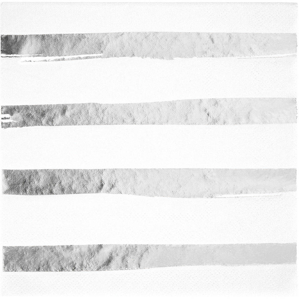 White & Silver Foil Stamp Luncheon Napkins (16 ct)