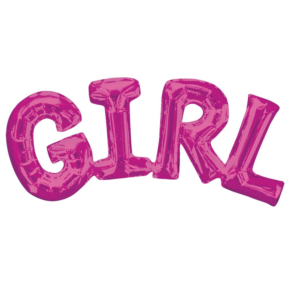 Balloon Air-Filled Phrase "Girl" Pink