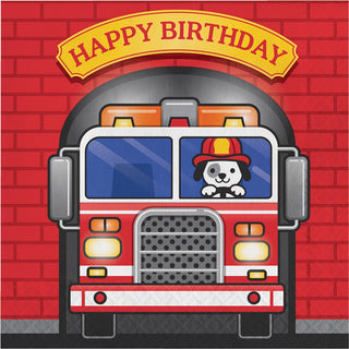 Flaming Fire Truck Luncheon Napkins (16 ct)