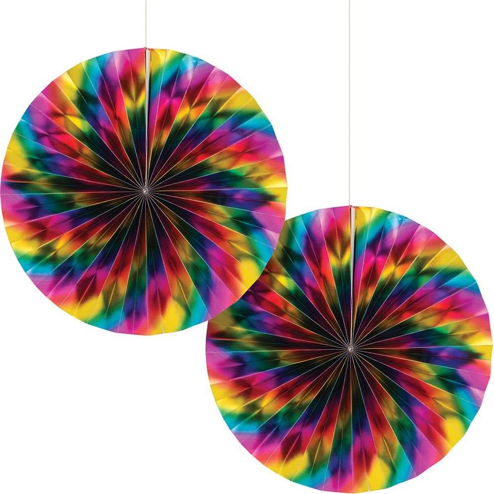 Rainbow Foil Hanging Fans (2 ct)