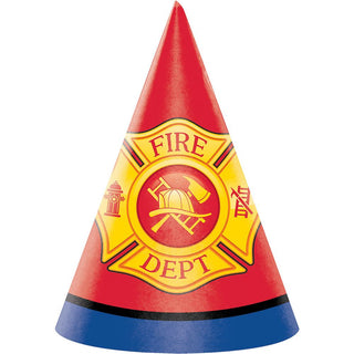 Flaming Fire Truck Party Hats (8 ct)