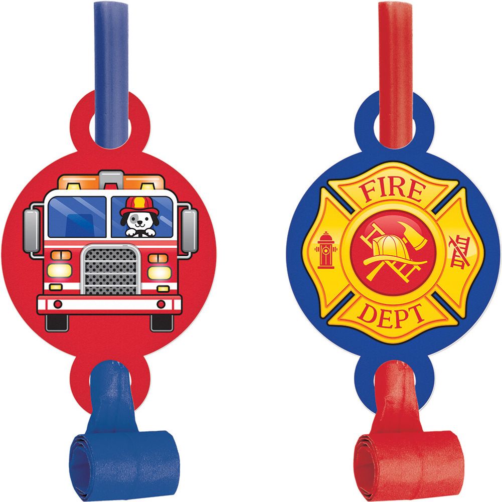 Flaming Fire Truck Blowouts (8 ct)