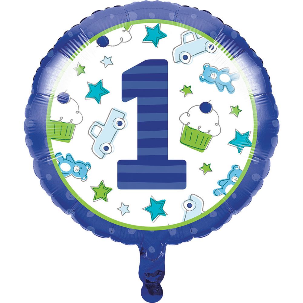 Doodle 1st Birthday Boy 18" Round Foil Balloon