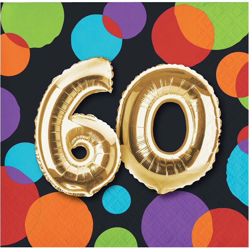 Balloon Birthday 60 Beverage Napkins (16 ct)