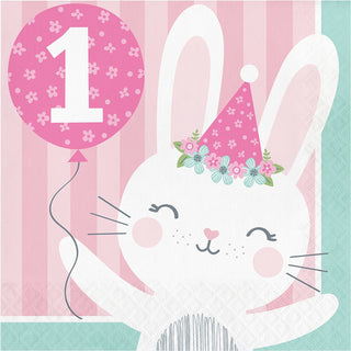 Birthday Bunny 1st Birthday Luncheon Napkins (16 ct)