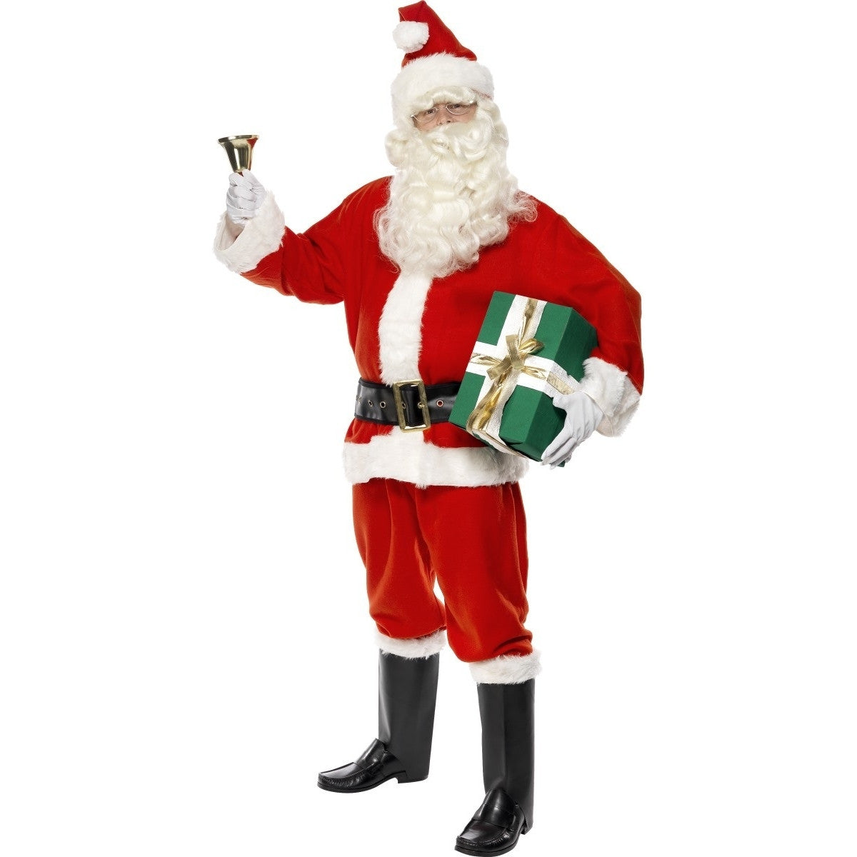 Santa Costume Deluxe Red Jacket Trousers Belt Hat Gloves and Boot Covers