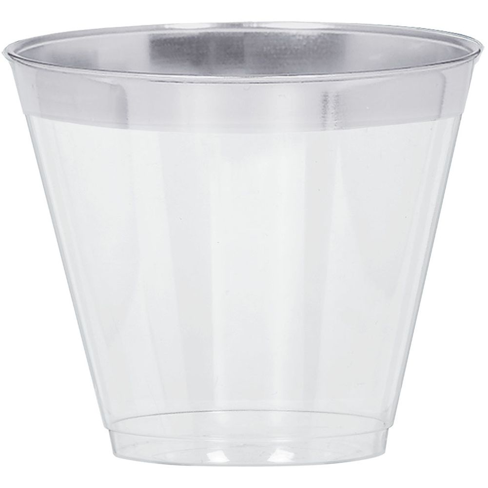 Silver Trimmed 9oz Plastic Tumblers (24ct)