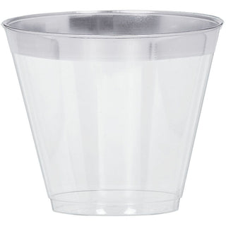 Silver Trimmed 9oz Plastic Tumblers (24ct)