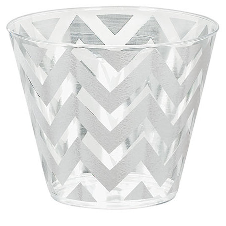 Silver Chevron Clear Plastic Tumblers (24 ct)