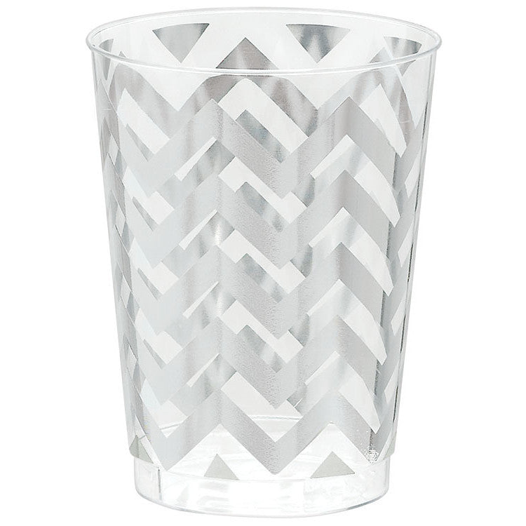 Silver Chevron 10oz Plastic Tumblers (20 ct)
