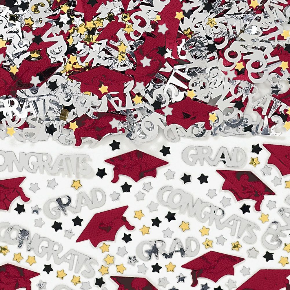 Metallic Congrats Grad Embossed Confetti Maroon (2.5oz)