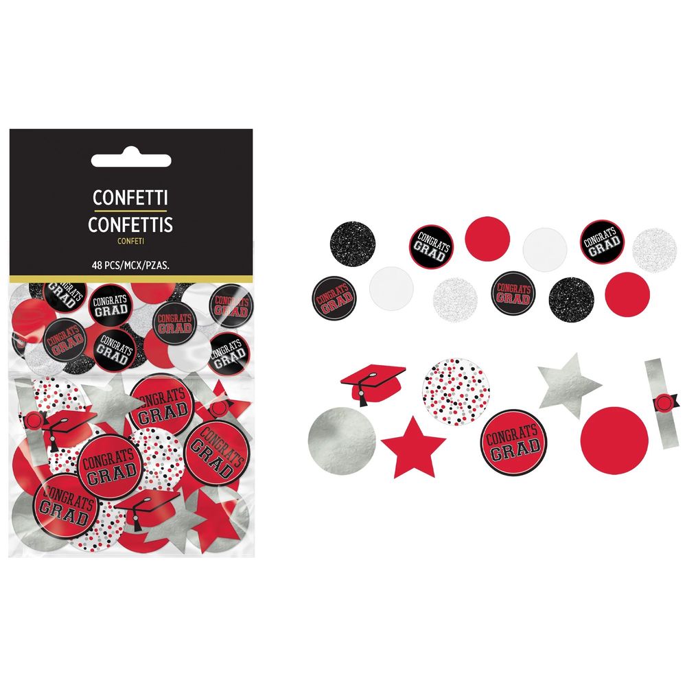 Graduation Giant Confetti Red (48ct)