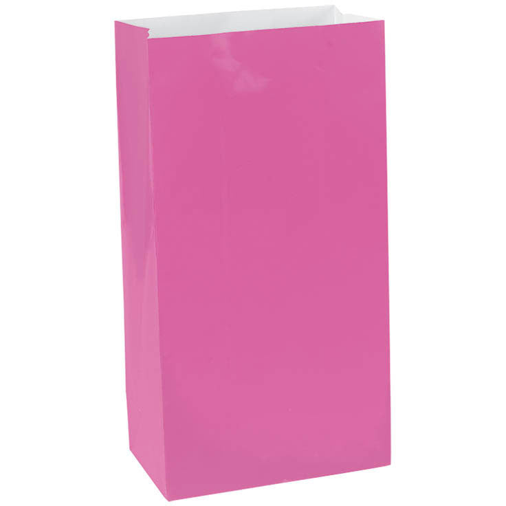 Bright Pink Mini Paper Bags (12ct)