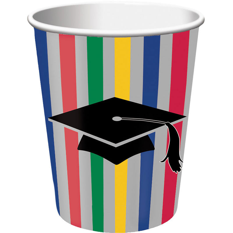 Graduation Stripes 9oz Cups (8ct)