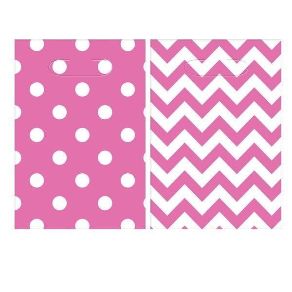 Bright Pink Chevron Loot Bags (8ct)