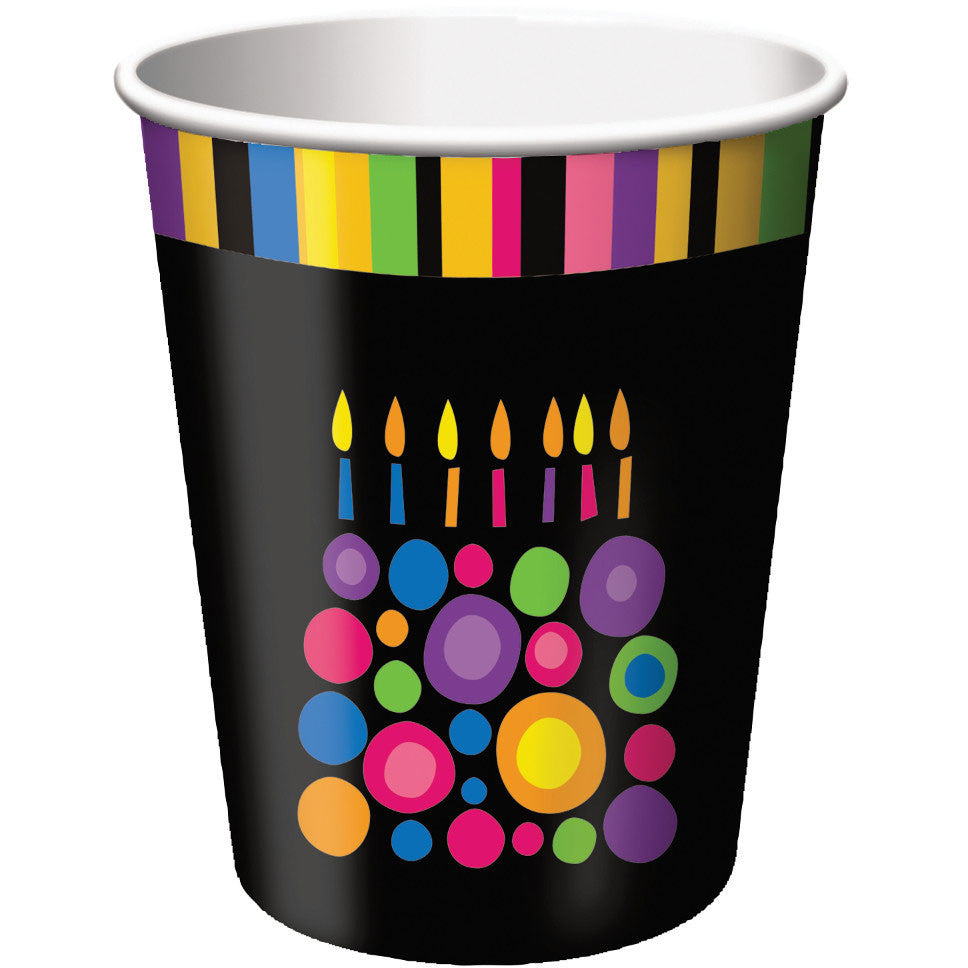 Birthday Cake Dots 9oz Cups (8ct)