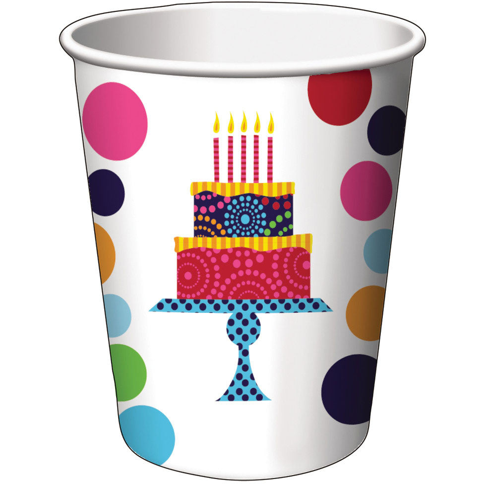 Birthday Cake Stand 9oz Cups (8ct)