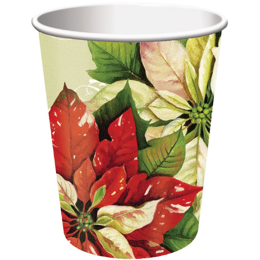 Christmas Poinsettia 9oz Cups (8ct)
