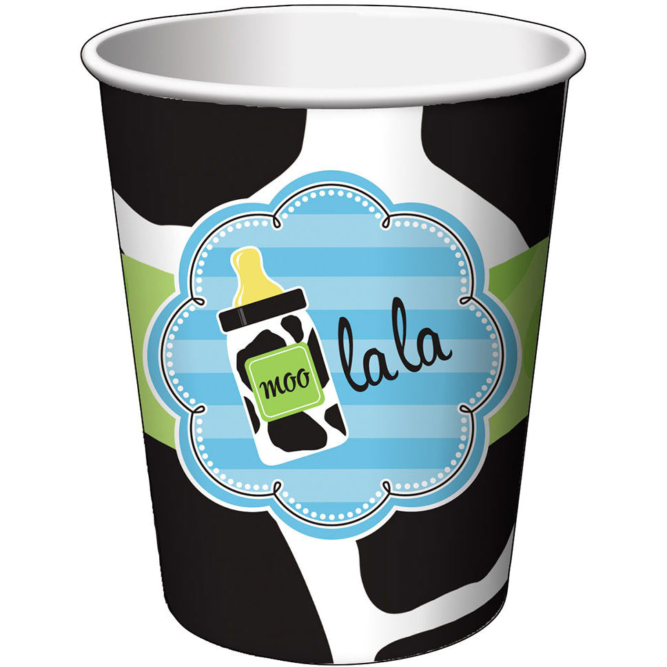 Baby Cow Print Boy 9oz Cups (8ct)