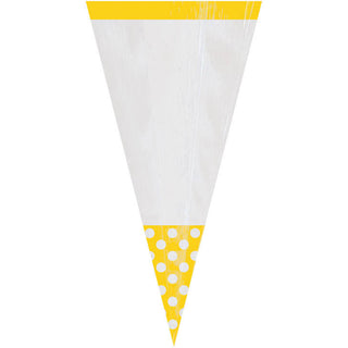 Sunshine Yellow Polka Dot Cone Shaped Favor Bags