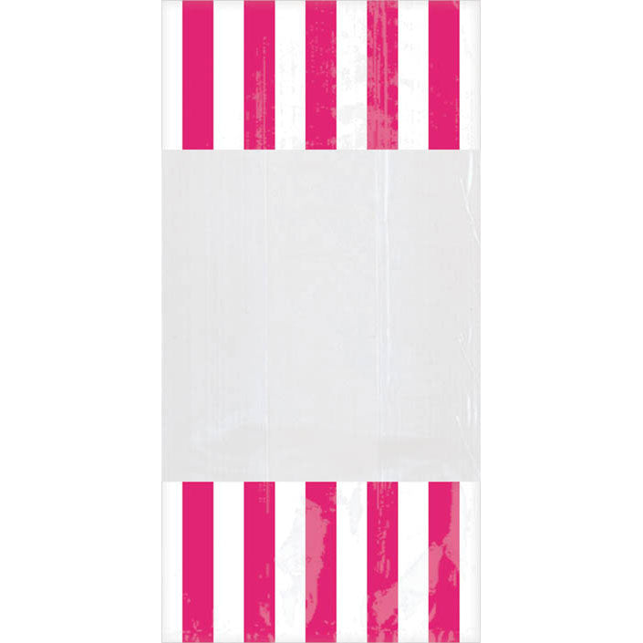 Bright Pink Striped Cello Bags (10ct)