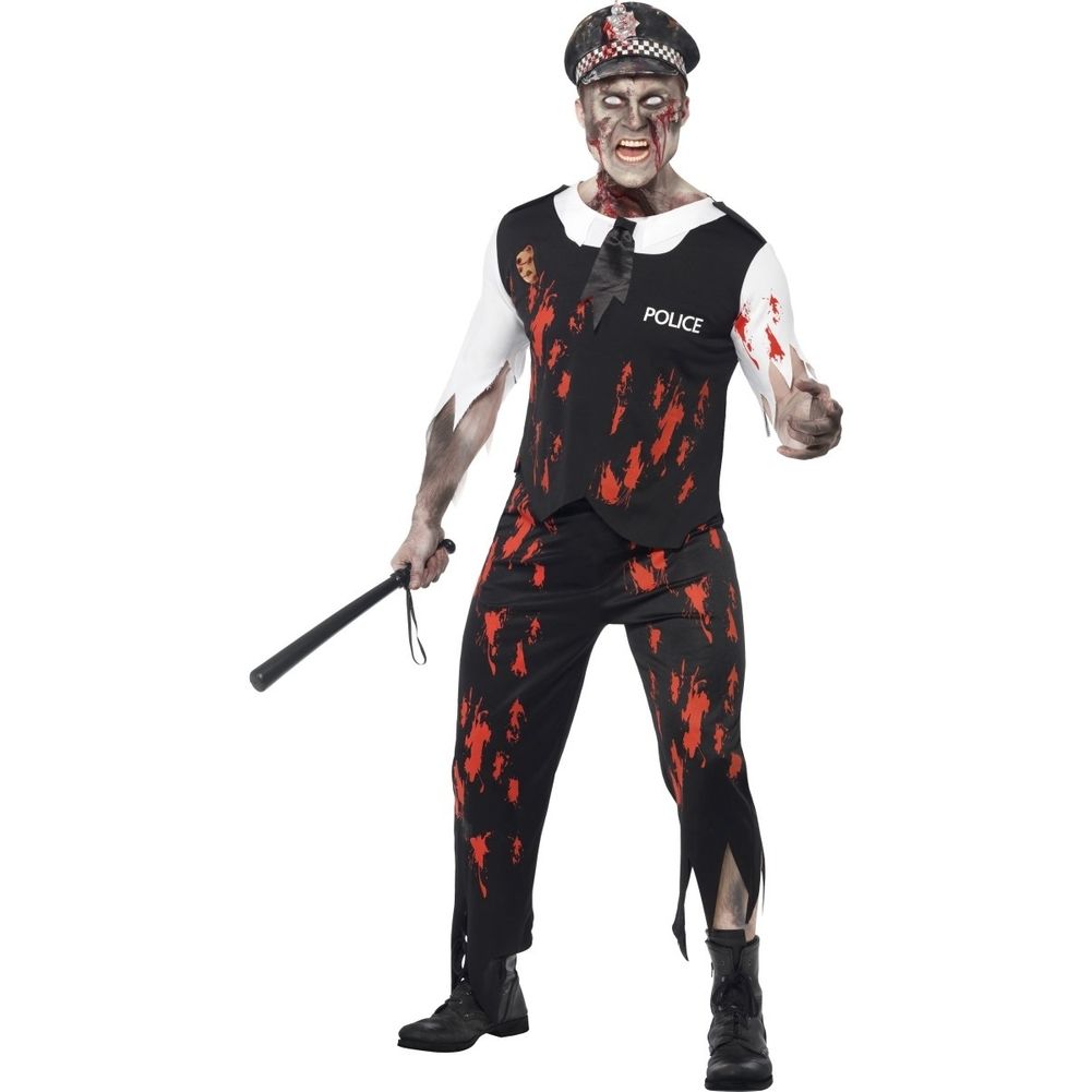 Zombie Policeman Men's Costume, Size Large Chest 42-44
