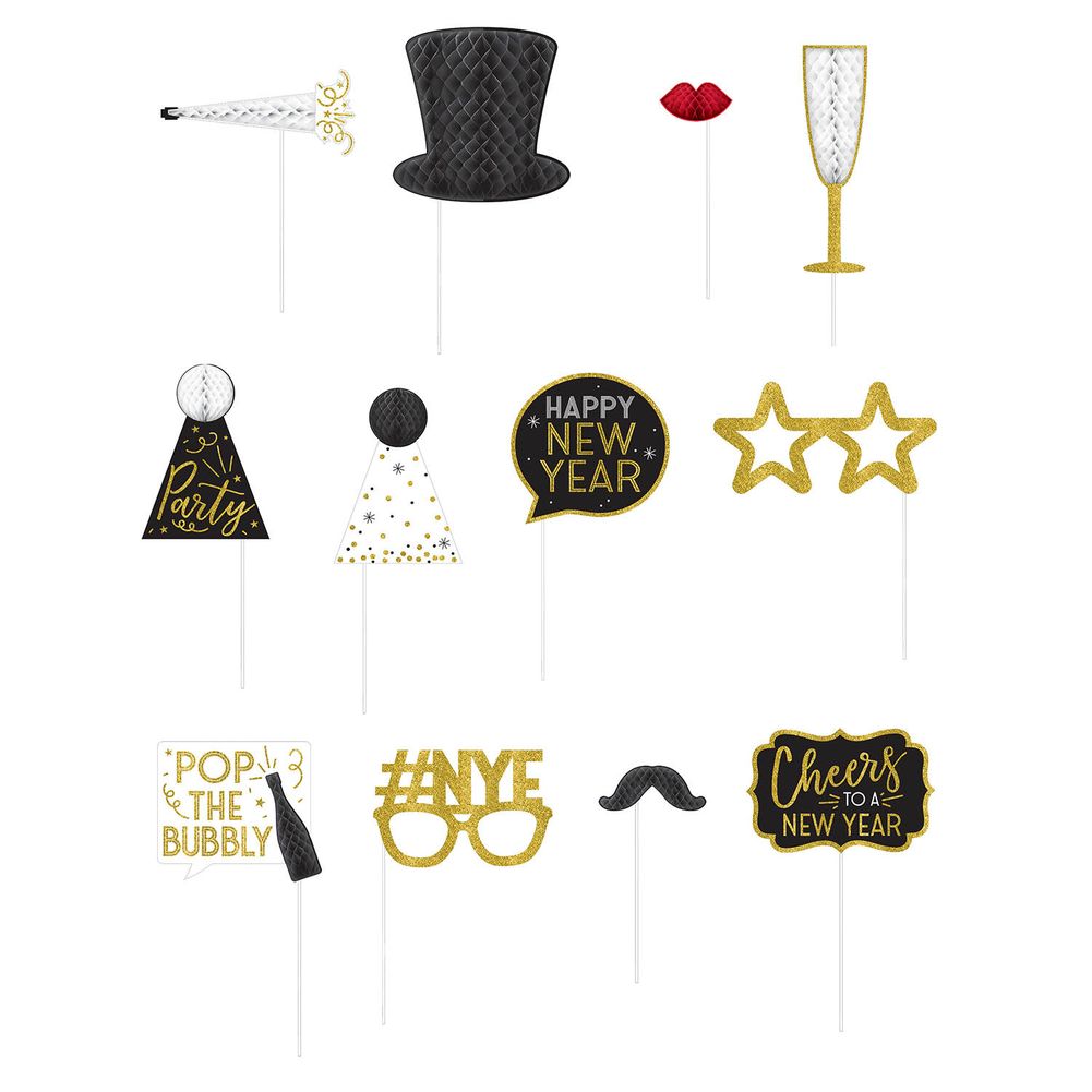 New Year's Honeycomb Photo Props Kit (12 ct)