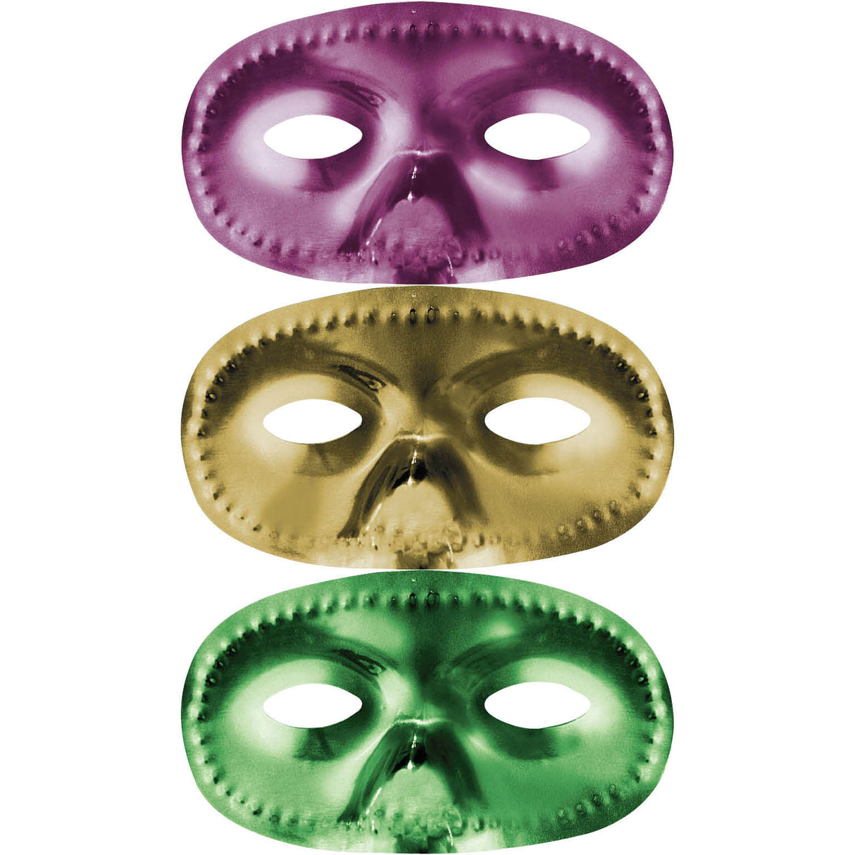 Green, Gold and Purple Metallic Half Masks