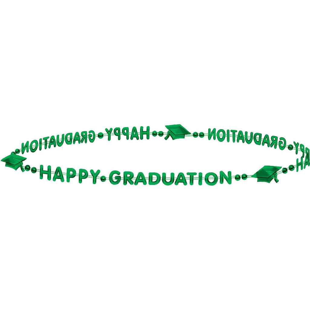 Happy Graduation Green Bead Necklace