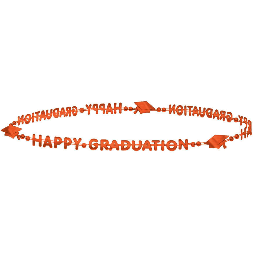 Happy Graduation Orange Bead Necklace