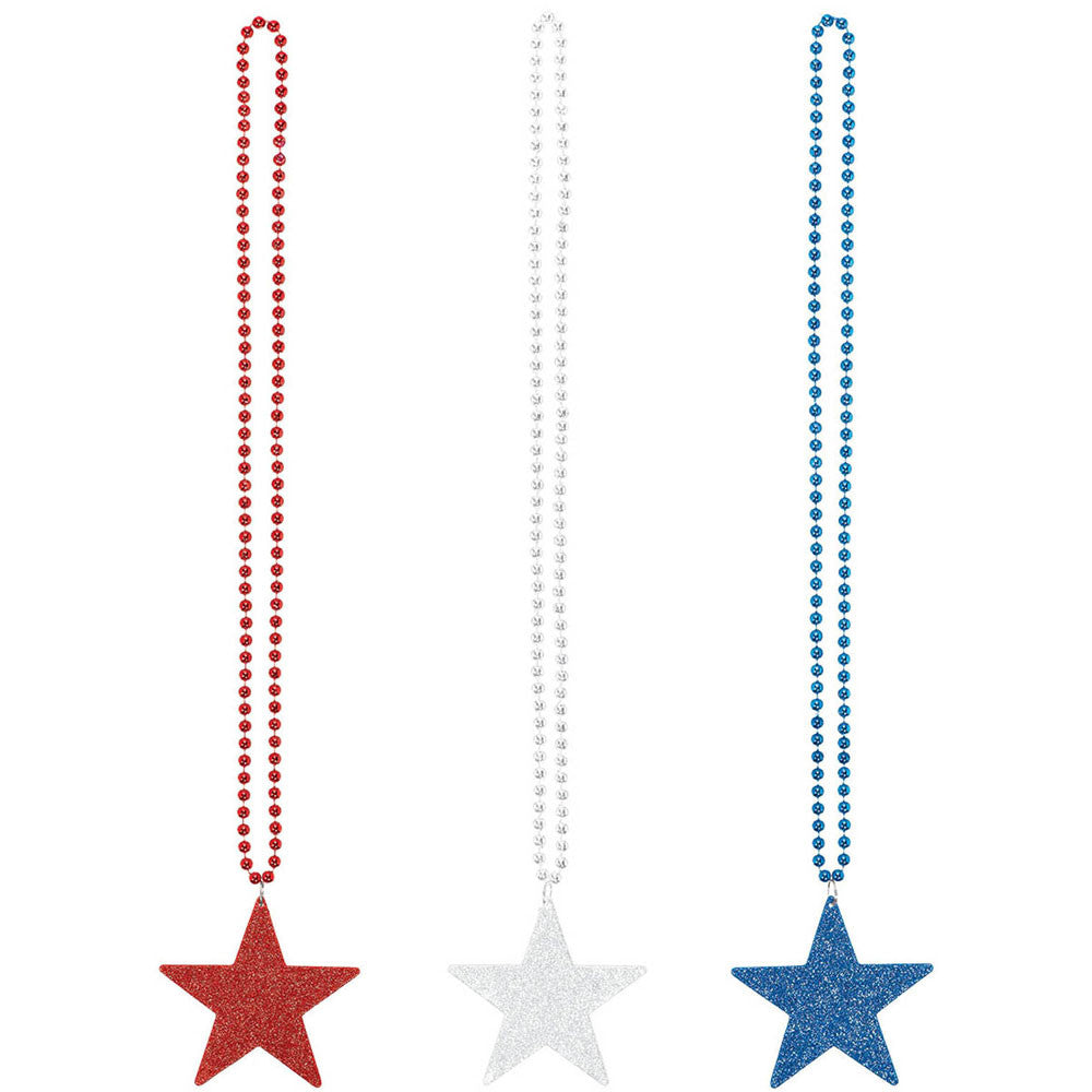 Patriotic Star Glitter Necklace