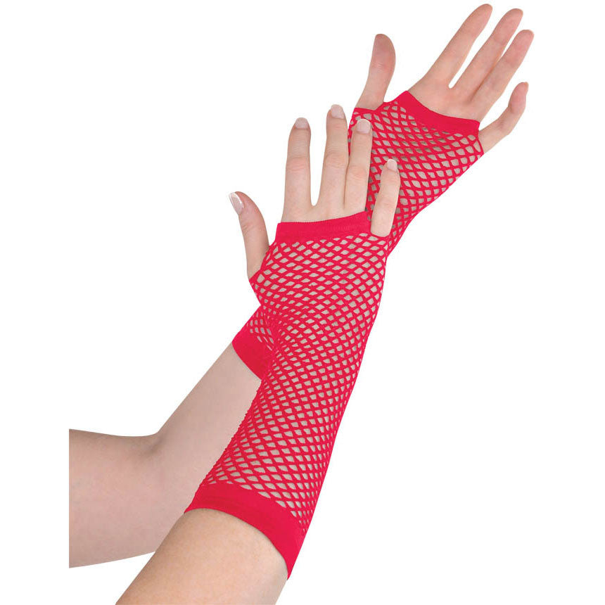 Red Long Fishnet Fingerless Gloves – US Novelty