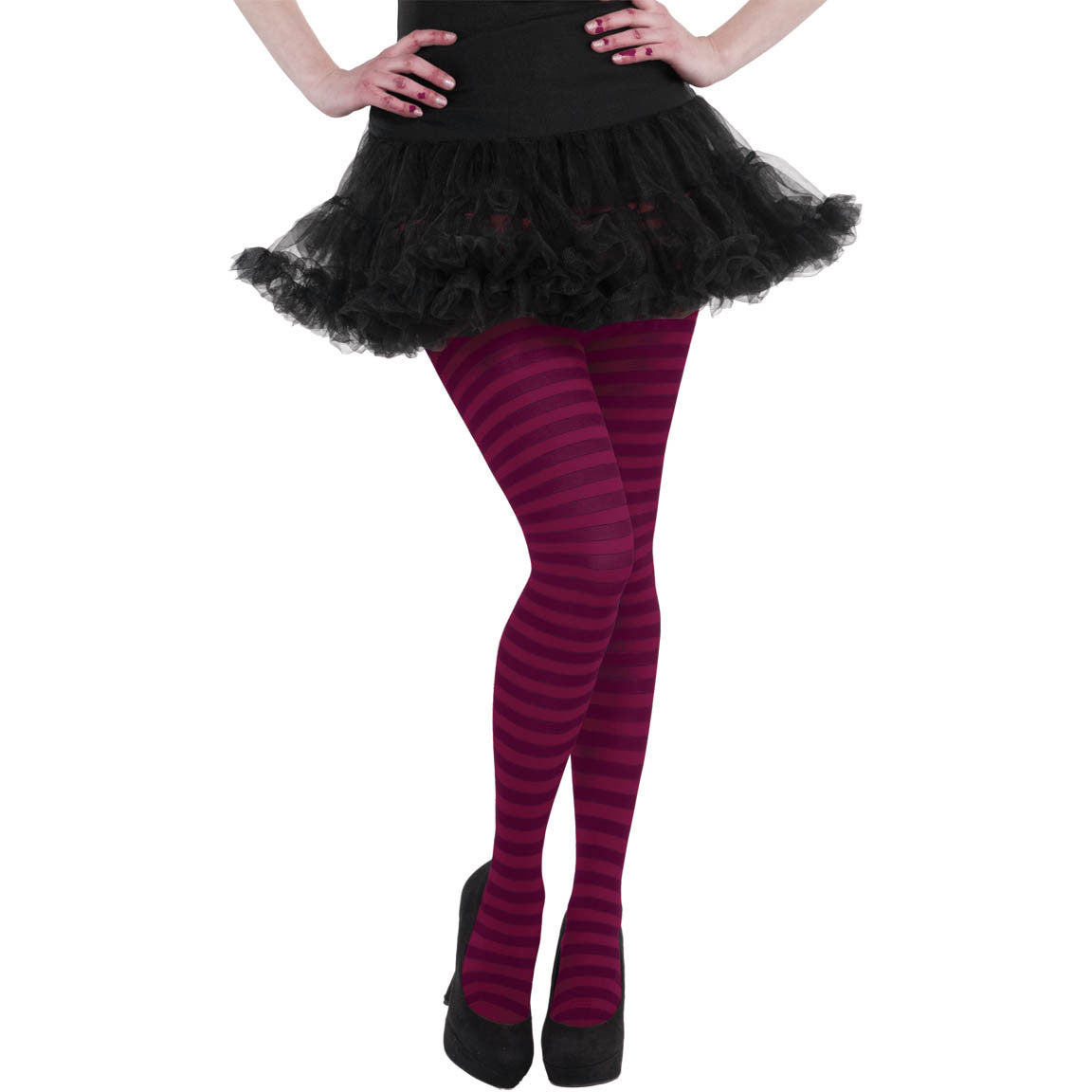 Burgundy Striped Tights