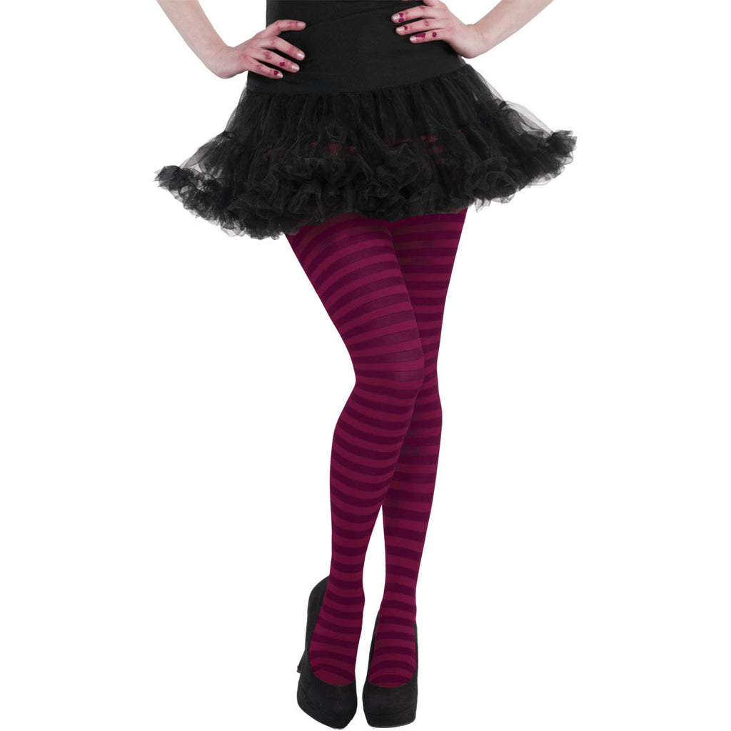 Burgundy Striped Tights – US Novelty