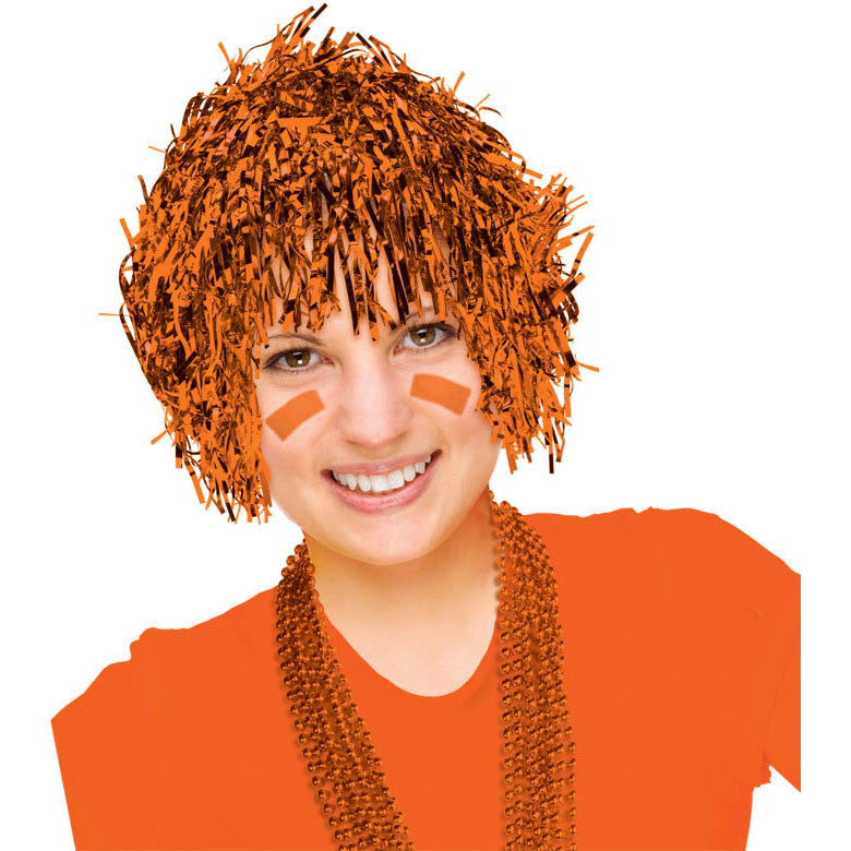 Orange Tinsel Wig