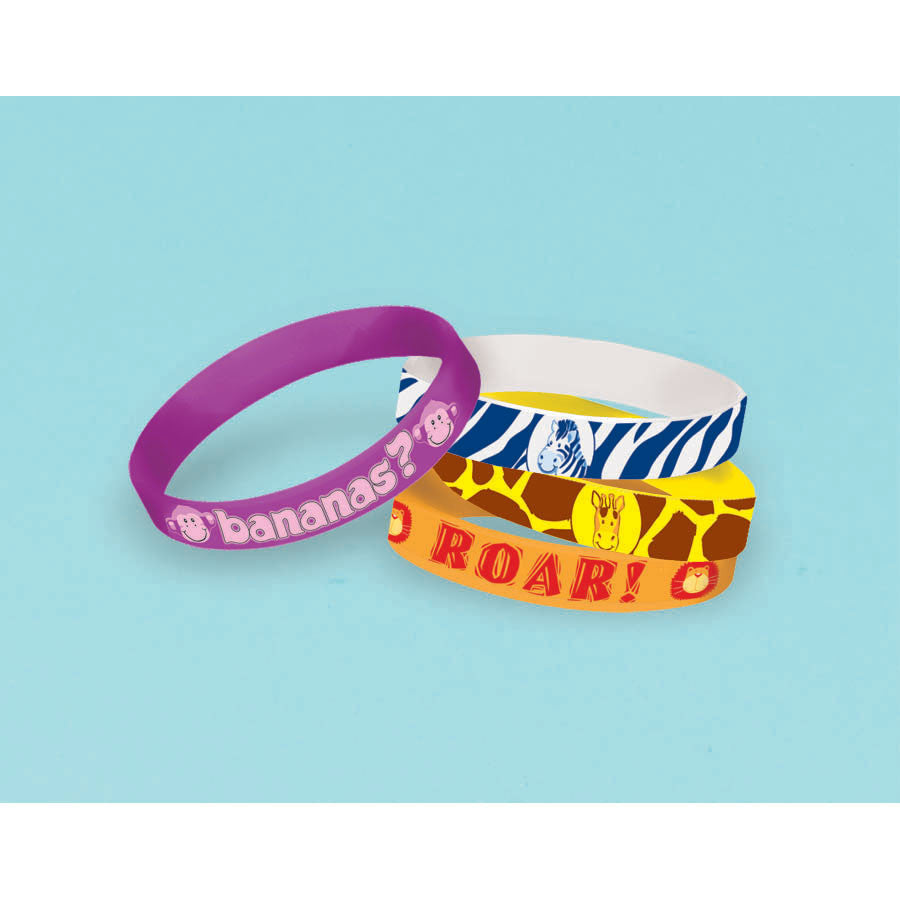 Jungle Animals Rubber Bracelets (4ct)