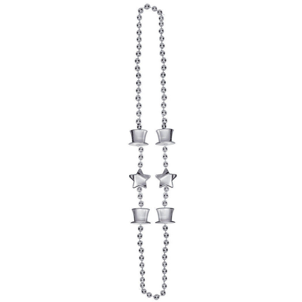 Silver, Gold and Black Tip Hat Bead Necklaces